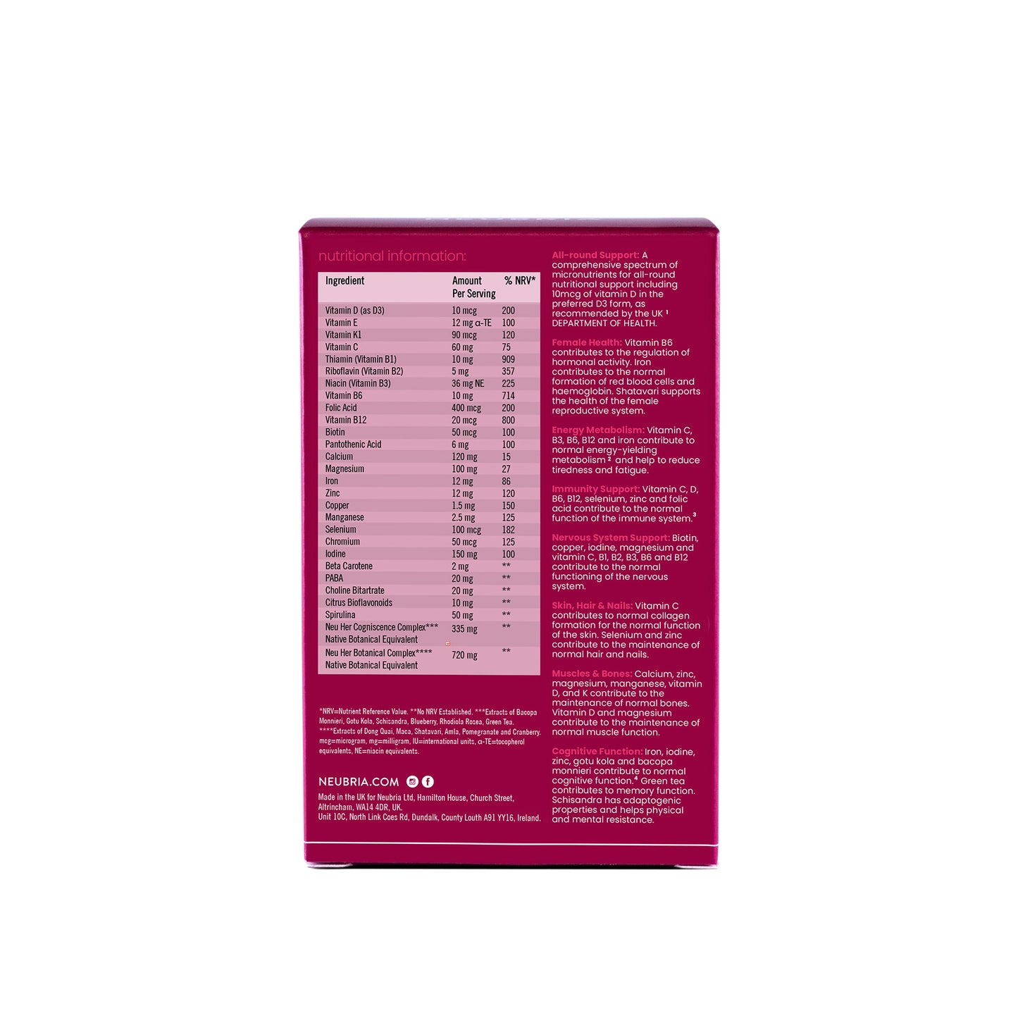 Neubria Neu Her 30’s (Blister) Vegetarian