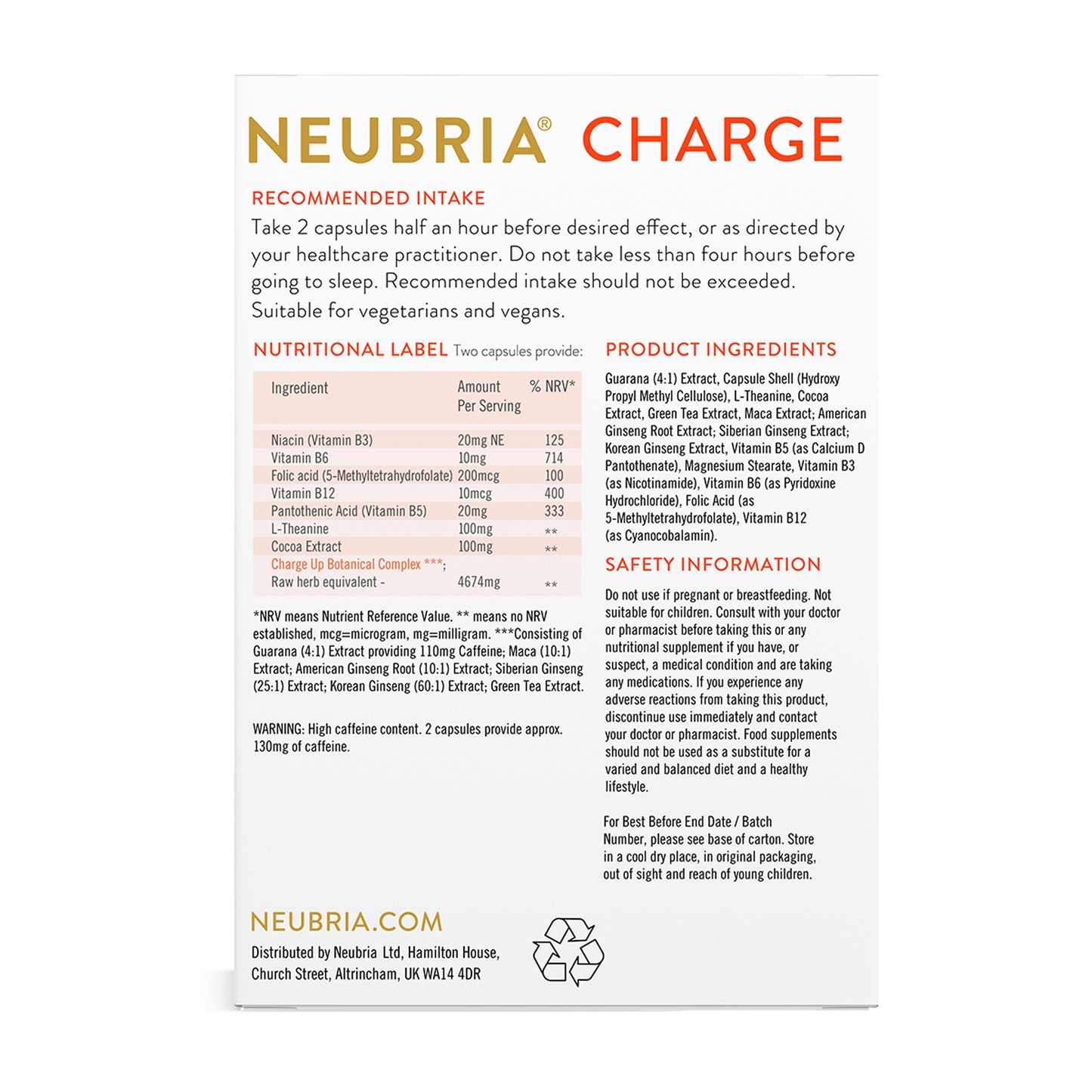 Neubria Charge (Energy) 60's Vegan