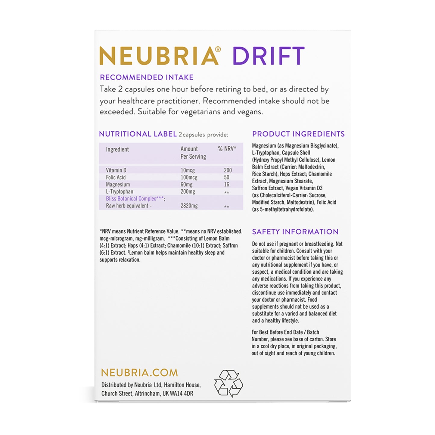 Neubria Drift (Sleep) 60's Vegan
